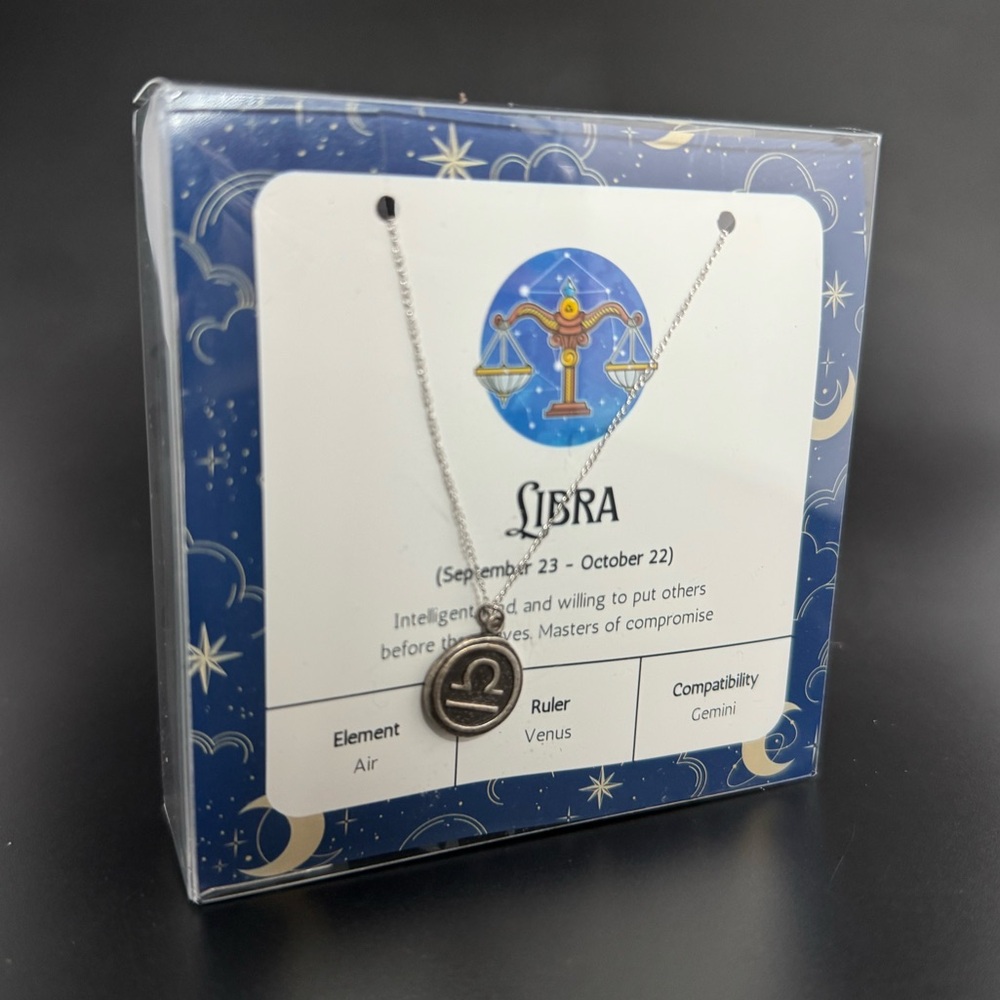 Libra Zodiac Medallion Necklace .925 Sterling Silver